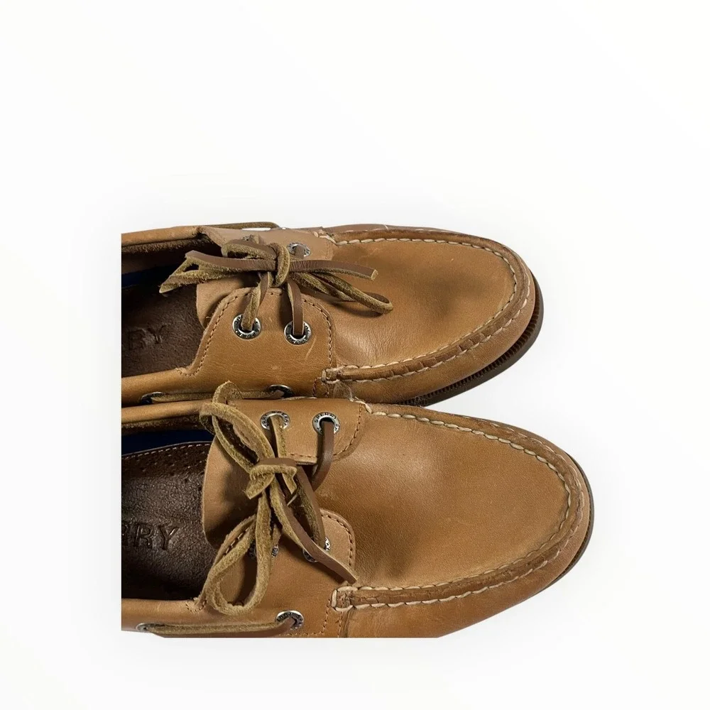 Sperry Authentic Original Boat Shoes Men's Tan Leather Lace Up Moc Toe Size 8